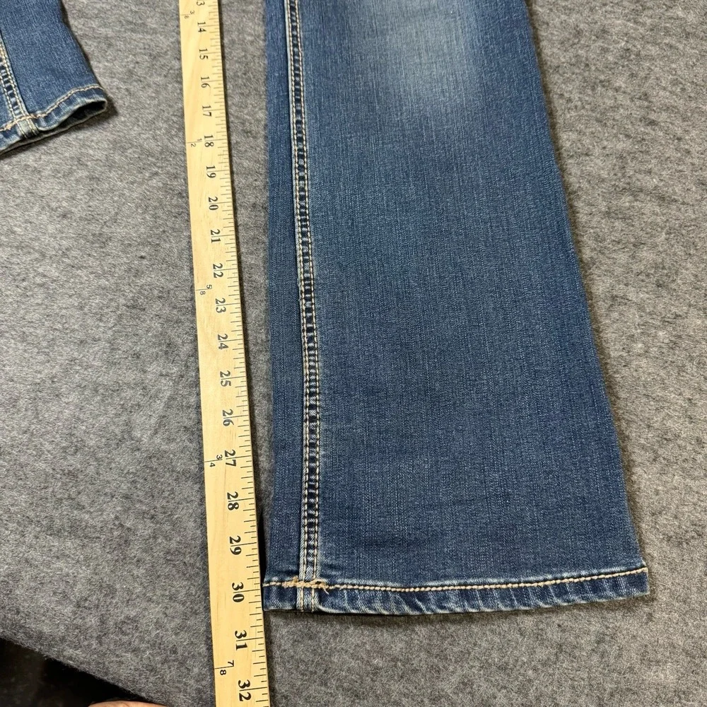 VTG Y2K Wrangler Womens Embroidered Boot Cut Jeans Size 7/8 x 32 Retro Grunge